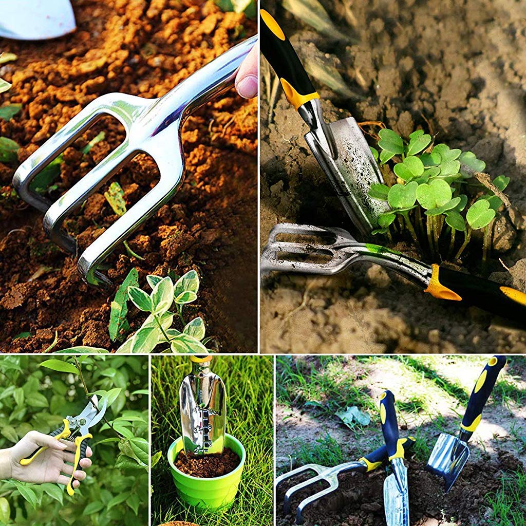 Supvox 5Pcs Gardening Tools for Garden Home Patio, Heavy Duty Aluminum Tools Set with Gardening Transplanting Spade, Cultivator, Pruner, Trowel and Gardening Gloves, Durable Gardening Accessories Supvox 5Pcs Gardening Tools for Garden Home Patio, Heavy Duty Aluminum Tools Set with Gardening Transplanting Spade, Cultivator, Pruner, Trowel and Gardening Gloves, Durable Gardening Accessories